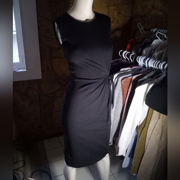Mango Gray Ruched Tie Front Sheath Dress - Picture 3 of 5